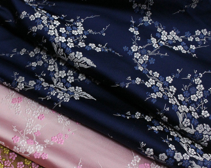59"W Chinese Silk brocade woven damask fabric cheongsam cushion Plum blossom pattern on SALE 3 Colors to Choose Tapestry brocade