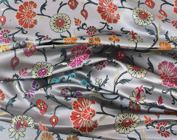 29.5“W Chinese Brocade Flower Fabric , Home Decor, Table cloth, bed runner, pillow case, Cheongsam, Upholstery, Sewing, DIY, bag/ Fabric