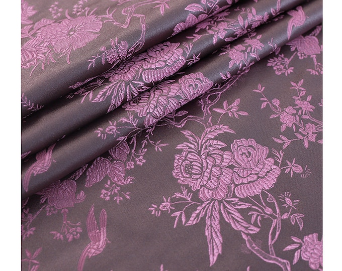 2 Colors Chinese Brocade Fabric Wild Bird and Azalea 59" Width Cushion cover suit pillow case cheongsam Qipao