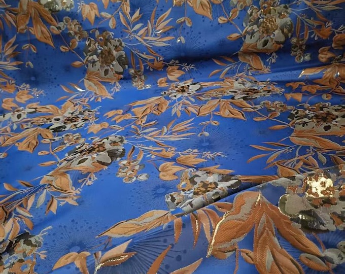 Vintage Color-Block Jacquard Fabric: Blue & Yellow Upholstery, Curtains, Bags