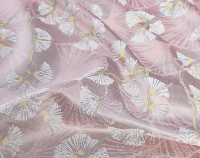 59"W Ancient Chinese Famous paintings pattern Silk Brocade, phlox flower pattern, Upholstery, Quilting, Sewing, DIY, cheongsam fabric