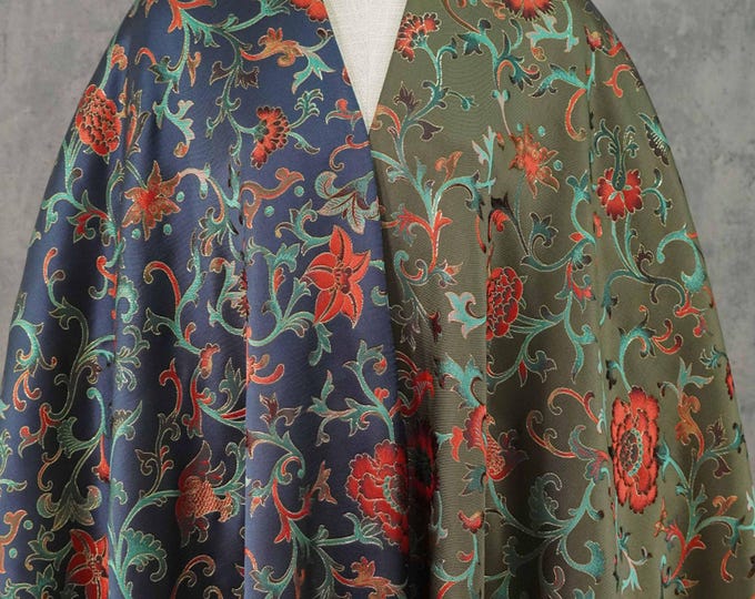 Gold Thread Floral Jacquard Fabric: 3D Embossed Upholstery, Costume, Sewing - 63"W