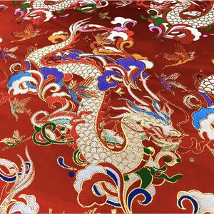 Dragon Brocade Fabric: 59&quot;W Silk Rayon Blend, Traditional Sewing