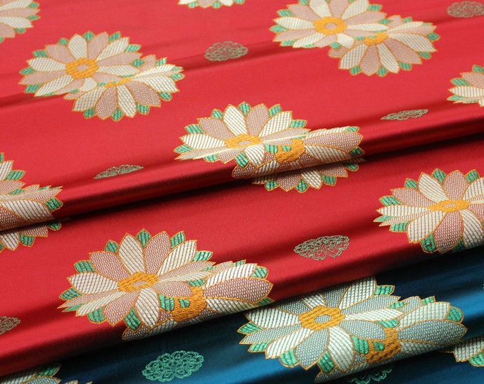 Chinese Twin Flower Silk Brocade Fabric | 8.99 Full meter Price | 29.5" Wide | Cheongsam, Qipao, Chinese Dress, Home Decor, Pillow case