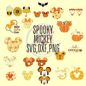 16 Vector Mickey Fall, pumpkin for printing and customizing your own products, great for cricut, cameo PNG, SVG, DXF