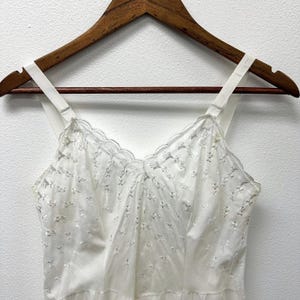 Vintage Unbranded Cotton Eyelet Trim Slip Dress White S