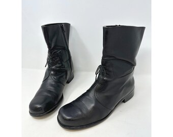 Vintage Eddie Bauer Mid Calf Leder Stiefel Schwarz 8.5