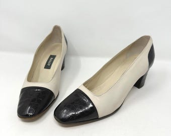 Bally Mariner Cap Toe Leather Pumps Brown Cream Size 7
