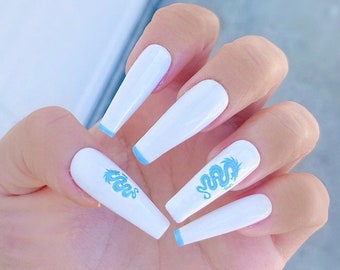 Light Blue Nails Etsy Light Blue Nails Etsy