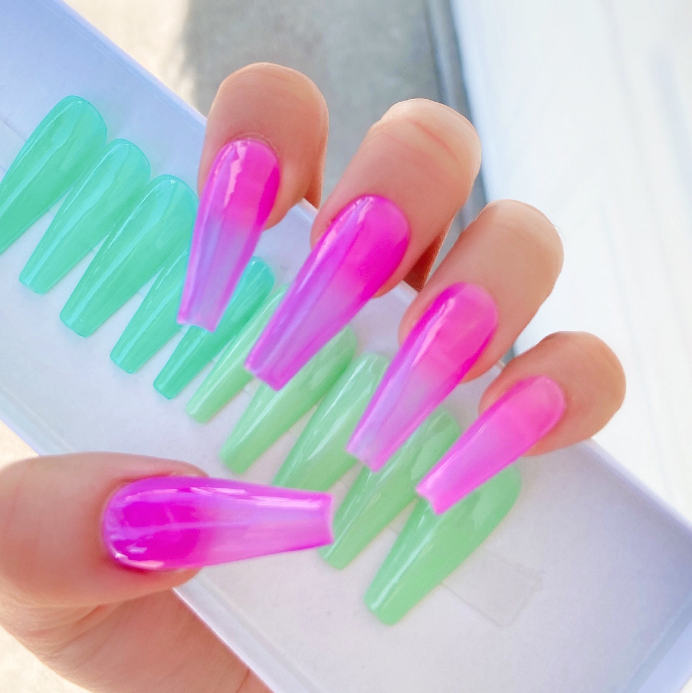 Neon Purple Jelly Press on Nails - Etsy