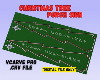 46" Christmas Tree Porch Sign Cnc File – Merry Christmas Outdoor Sign – Vectric VCarve & Aspire – PDF SVG DXF Digital Download