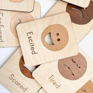 Wooden Emotion Flash Cards