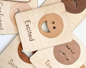 Wooden Emotion Flash Cards