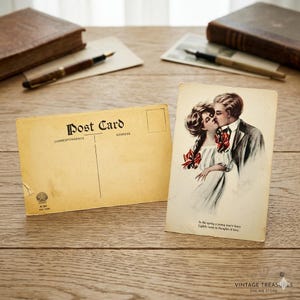 Vintage Romance Postcard K Rising Signed Couple Kissing Spring Quote PCK Art