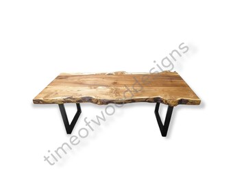 Live Edge Bush Tree Coffee Table - Teak Oil Finished - MADE IN FRANCE