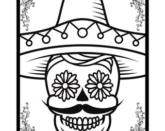 Sugar Skull Adult Coloring Book - Day of the Dead Sugar Skull Decor - Calavera Coloring for Adults