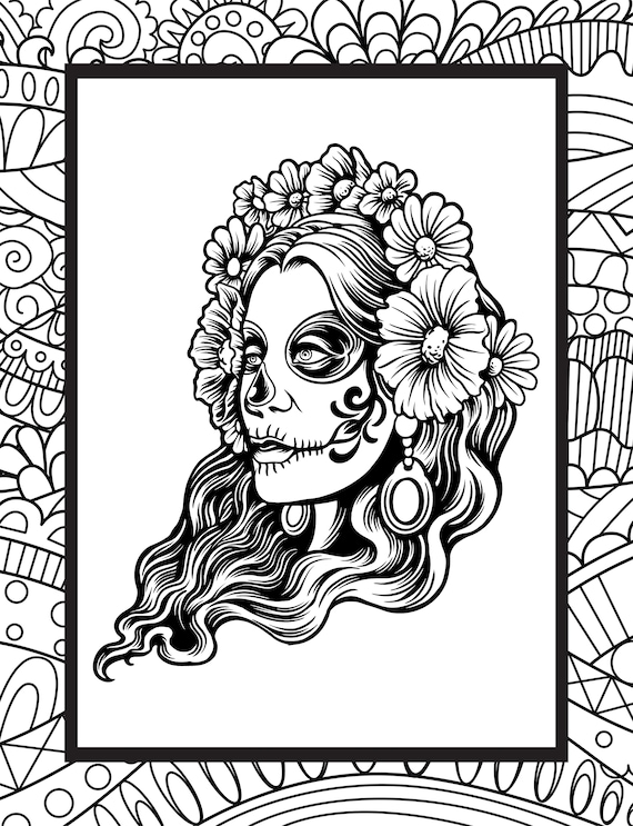 dia de los muertos girl coloring pages