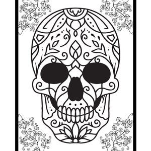 Day of the Dead Digital Color Book - 5 Fun to Color Sugar Skull Pages - Scary Coloring Book - Day of the Dead Sugar Skull - Instant Download