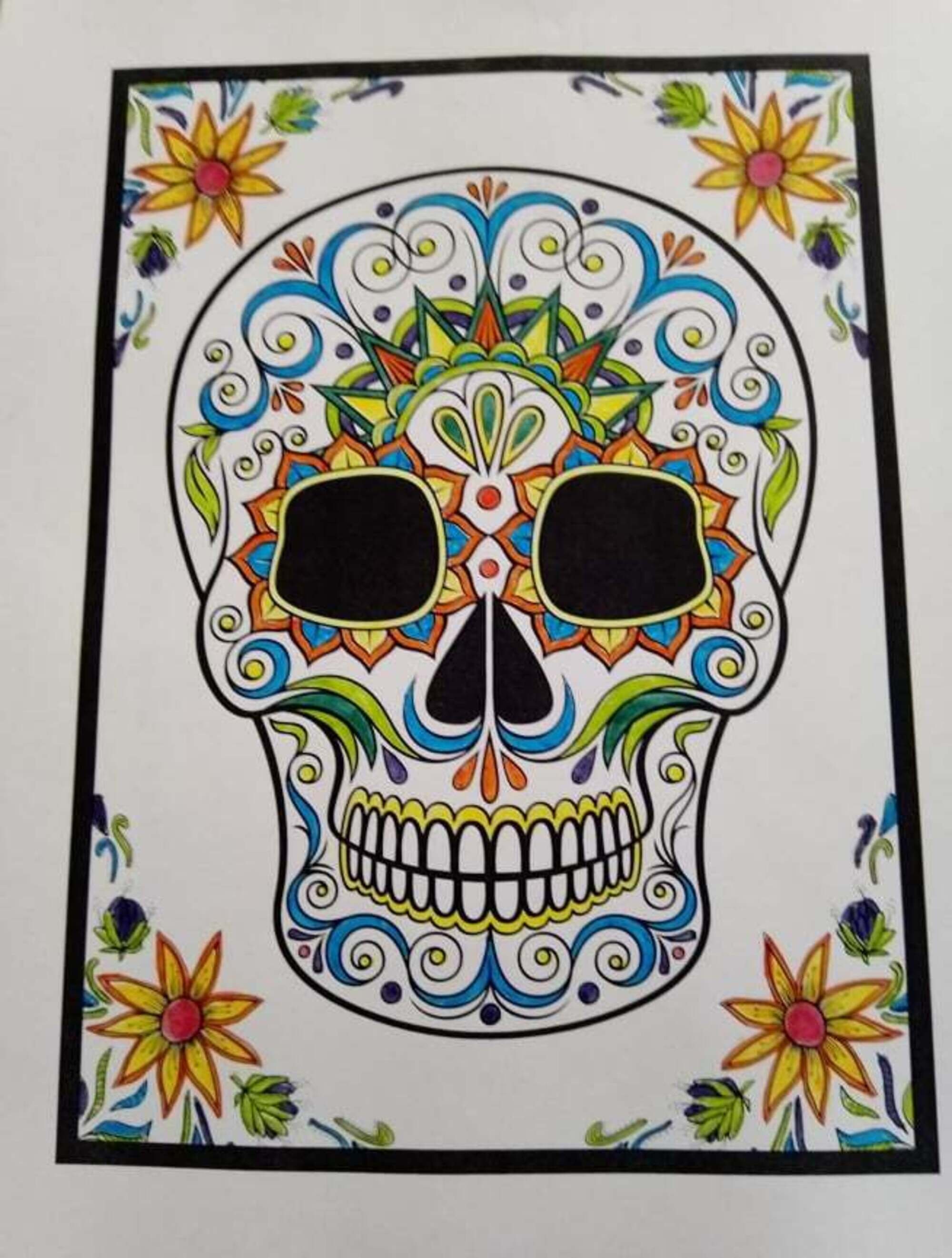 Scary Coloring Page for Dios De Los Muertos - Mexican Skull Color Page ...