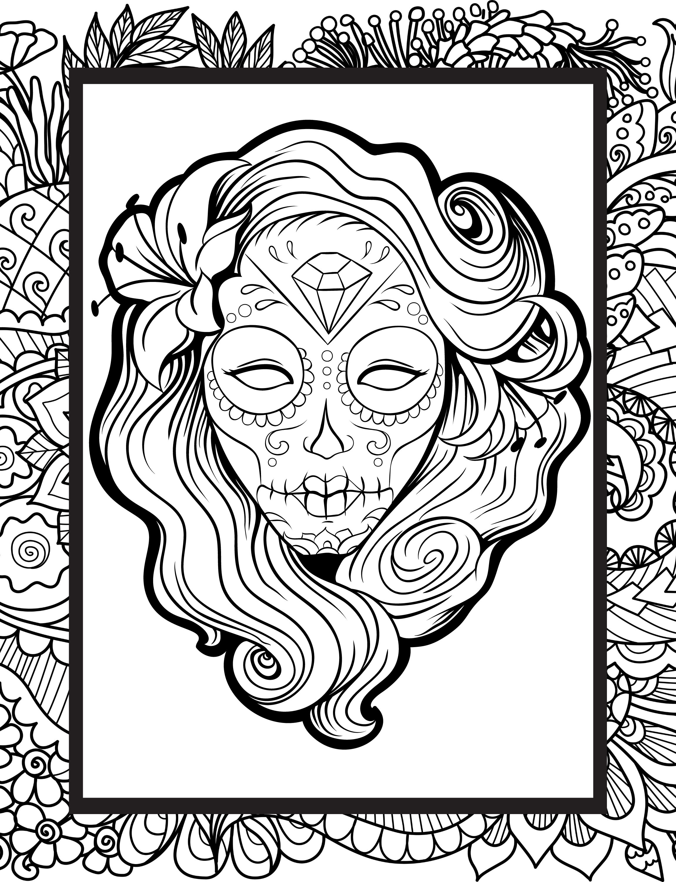 dia de los muertos girl coloring pages