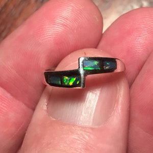 Coober Pedy Australia Sterling Silver Opal Inlay Ring