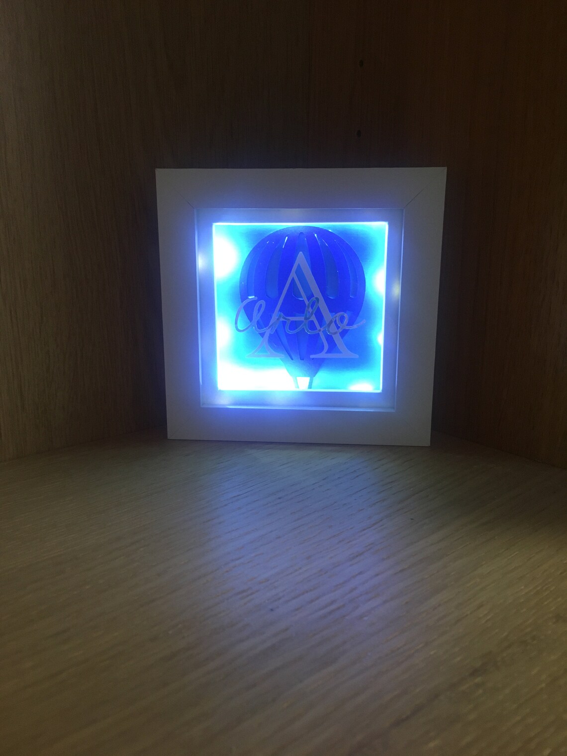 Small Shadow Box With Background Design Initial Name and Etsy