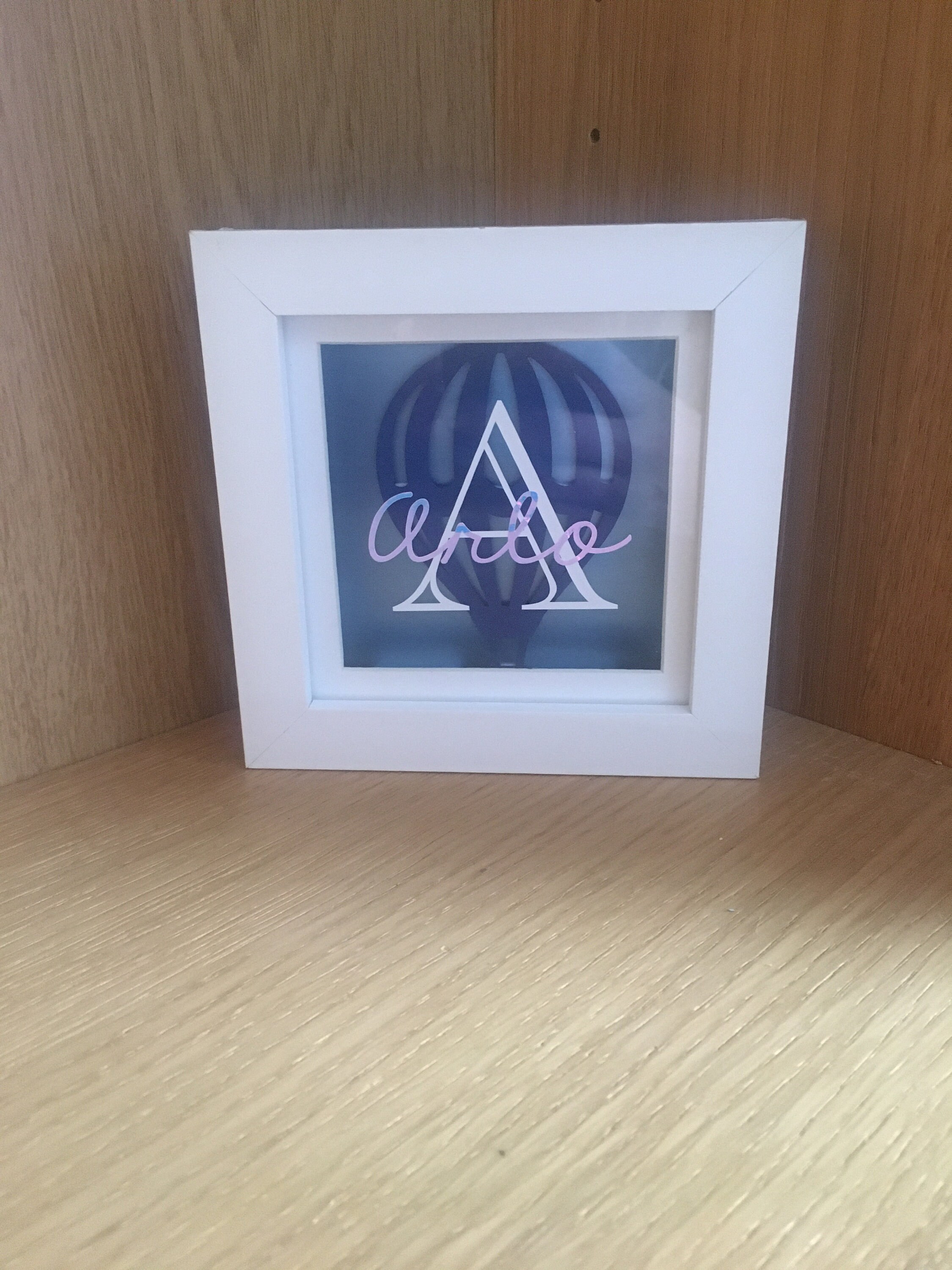 Small Shadow Box With Background Design Initial Name and Etsy