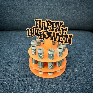Happy Halloween Geldkuchen SVG. Geldscheinhalter aus Karton. SVG Vorlage Schnittdatei für Cricut. Papierschnitt svg. Geschenk. SVG Vorlage geschnittenes Kartendesign.