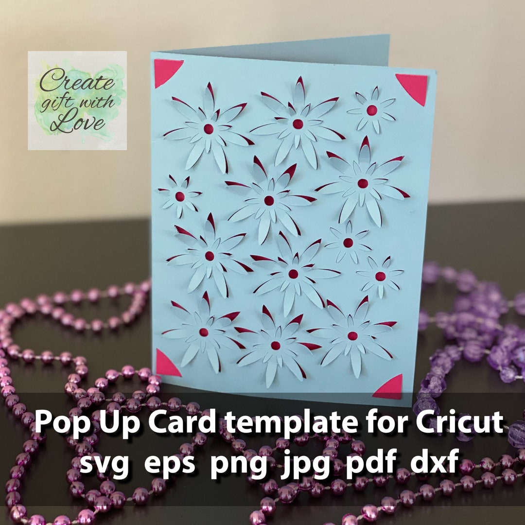 Pop up Flowers Card SVG Template Cut File for Cricut Joy. Silhouette ...