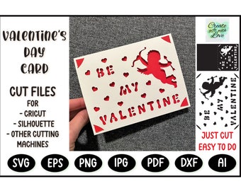 Happy Valentine Day Card with Heart. Love Card SVG template cut file for cutting machines. Valentine’s Day card Digital File. Greeting Cards