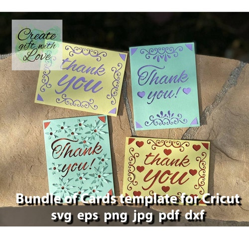 Thank You Card Cricut SVG Cut File Gate Fold Card Template Etsy UK