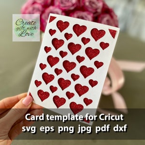Fichier de découpe de modèle SVG de carte avec Hearts for Cricut Joy.