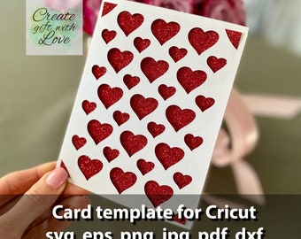 Card SVG template cut file with Hearts for Cricut Joy.