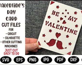 Valentine Day Card. SVG template cut file for Cricut Joy, Maker, other cutting machines. Valentine’s Day card. Digital File.