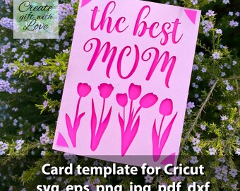 Best Mom. Mothers day card SVG template cut file for any Cricut. Silhouette and PDF files for cutting. Instant Download. Joy ready 4.25x5.5