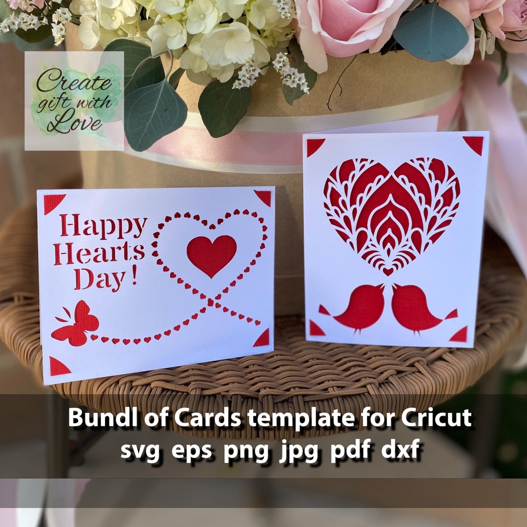 Valentines Cards SVG Cut Files Bundle. Happy Hearts Day. Heart and ...