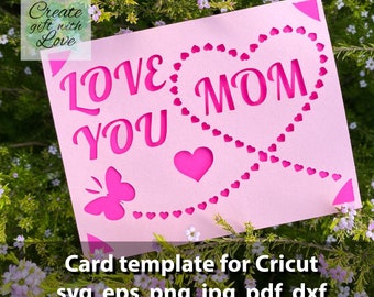 Mothers day card SVG template cut file for any Cricut. Silhouette and PDF files for cutting. Instant Download. Joy ready - 4.25 x 5.5.