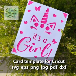 Its a Girl, Baby Shower Insert Karte, SVG Tamplete, Papierschnitt, Neue Babykarte, Baby Grußkarte Design für Cricut Joy, Explore, Maker.