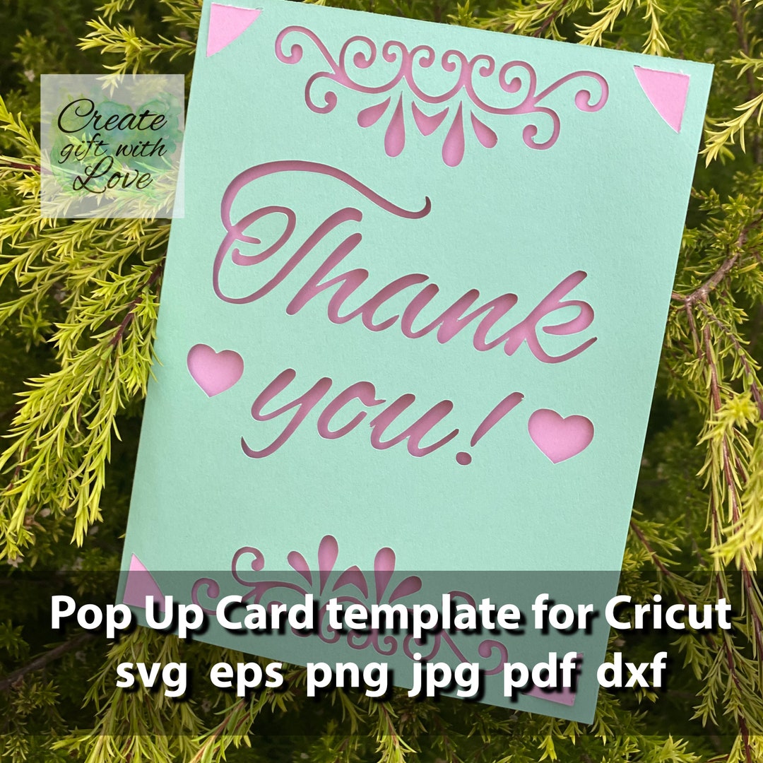 Thank You Card SVG File for Cricut Joy. Silhouette and PDF Files for