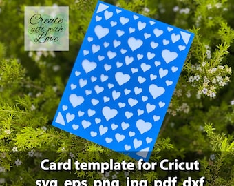 Card SVG template cut file with Hearts for Cricut Joy.