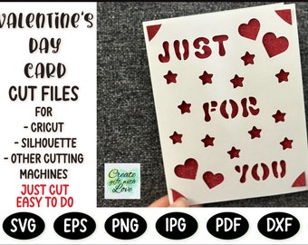 Valentine Day Card. Just For You. SVG template cut file for Cricut Joy, Maker, other cutting machines. Valentine’s Day card. Digital File.