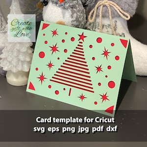 Christmas Tree Card SVG template cut file, Greeting Card for Cricut Joy.