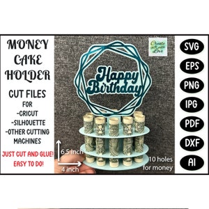 Birthday Money Cake SVG. Cardstock Money Holder. SVG template cut file for Cricut. Papercut svg. Gift. SVG template cut card design.