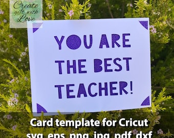Jij bent de beste leraar, insert kaarten SVG sjabloon gesneden bestand voor Cricut Joy, Maker, Explore. SVG-sjabloon voor wenskaart.
