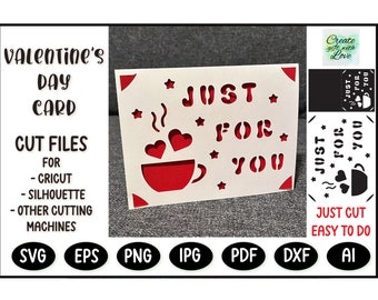 Happy Valentine Day Card with Heart. Love Card SVG template cut file for cutting machines. Valentine’s Day card Digital File. Greeting Cards