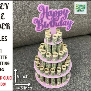 Birthday Money Cake SVG. Cardstock Money Holder. SVG template cut file for Cricut. Papercut svg. Gift. SVG template cut card design. image 8