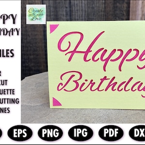 Happy Birthday Card SVG template cut file for Cricut Joy.