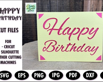 Happy Birthday Card SVG template cut file for Cricut Joy.