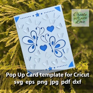 Karta Pop-up Butterfly w formacie SVG dla Cricut Joy. Pliki Silhouette i PDF do cięcia ręcznego.