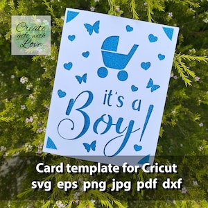 Its a Boy, Baby Shower Insert Card, SVG template, Paper cutting, New baby card, Baby Greetings Card Design for Cricut Joy, Explore, Maker.